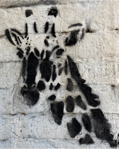 Pintura con stencil, Jirafa.